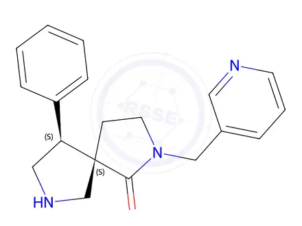Chemical structure of (5S,9S)-9-Phenyl-2-(Pyridin-3-Ylmethyl)-2,7-Diazaspiro[4.4]Nonan-1-One