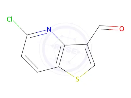 Chemical structure of 5-chlorothieno[3,2-b]pyridine-3-carbaldehyde