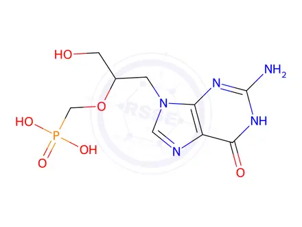 Chemical structure of 9-(3-hydroxy-2-phosphonomethoxypropyl)guanine