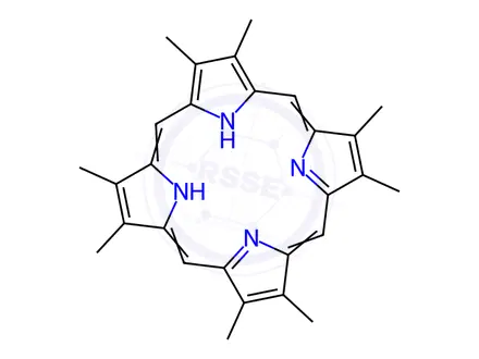 Chemical structure of 2,3,7,8,12,13,17,18-(octamethyl)porphyrin