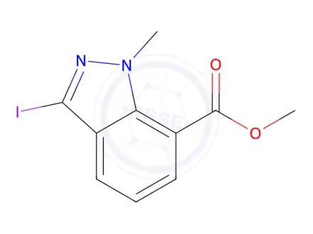 Chemical structure of Methyl 3-iodo-1-methyl-1H-indazole-7-carboxylate