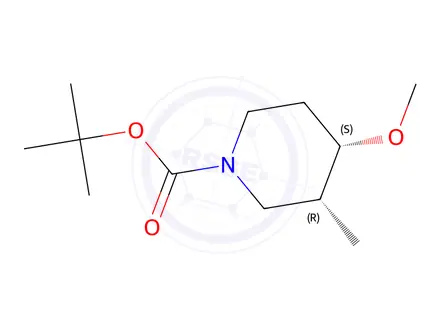 Chemical structure of Tert-butyl (3R,4S)-4-methoxy-3-methylpiperidine-1-carboxylate
