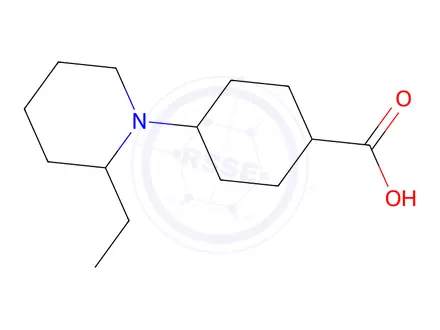 Chemical structure of 4-(2-ethylpiperidin-1-yl)cyclohexane-1-carboxylic acid