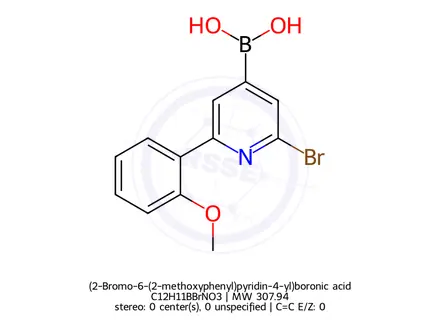 Chemical structure of (2-Bromo-6-(2-methoxyphenyl)pyridin-4-yl)boronic acid