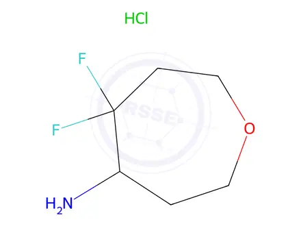Chemical structure of 5,5-DIFLUOROOXEPAN-4-AMINE HYDROCHLORIDE