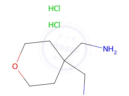Chemical structure of [4-(Aminomethyl)oxan-4-yl]methanamine Dihydrochloride