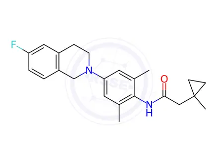 Chemical structure of N-(4-(6-Fluoro-3,4-dihydroisoquinolin-2(1H)-yl)-2,6-dimethylphenyl)-2-(1-methylcyclopropyl)acetamide