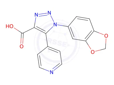 Chemical structure of 1-(1,3-benzodioxol-5-yl)-5-pyridin-4-yl-1H-1,2,3-triazole-4-carboxylic acid