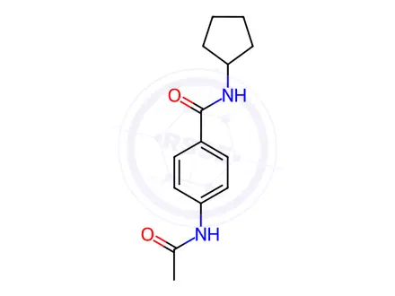 Chemical structure of Benzamide, 4-(acetylamino)-N-cyclopentyl-(9CI)