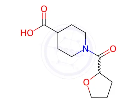 Chemical structure of 1-(Tetrahydrofuran-2-ylcarbonyl)piperidine-4-carboxylic acid