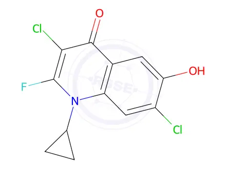 Chemical structure of 3,7-DICHLORO-1-CYCLOPROPYL-2-FLUORO-6-HYDROXYQUINOLIN-4(1H)-ONE