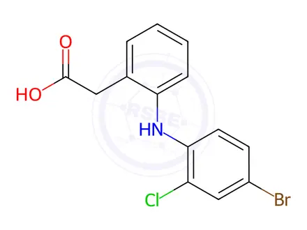 Chemical structure of 2-[(4-Bromo-2-chlorophenyl)amino]benzeneacetic acid