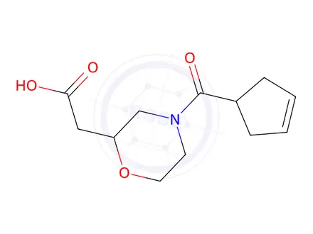 Chemical structure of 2-(4-(Cyclopent-3-ene-1-carbonyl)morpholin-2-yl)acetic acid