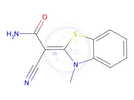 Chemical structure of Acetamide, 2-cyano-2-(3-methyl-2(3H)-benzothiazolylidene)-(9CI)