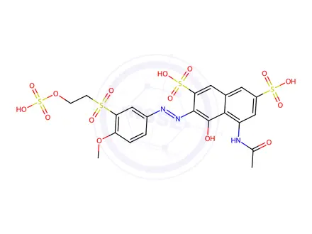 Chemical structure of 5-(acetylamino)-4-hydroxy-3-[[4-methoxy-3-[[2-(sulphooxy)ethyl]sulphonyl]phenyl]azo]naphthalene-2,7-disulphonic acid