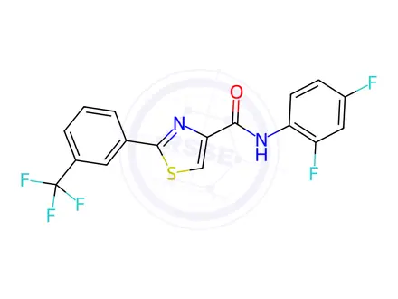 Chemical structure of N-(2,4-difluorophenyl)-2-(3-(trifluoromethyl)phenyl)thiazole-4-carboxamide