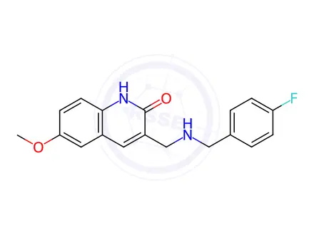 Chemical structure of 3-[(4-Fluoro-benzylamino)-methyl]-6-methoxy-1H-quinolin-2-one