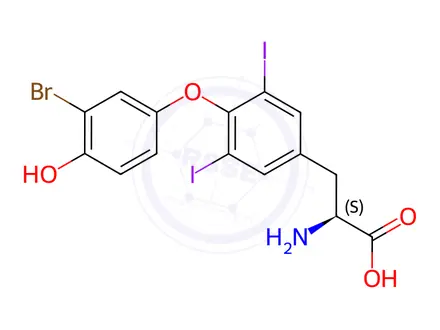 Chemical structure of (S)-2-amino-3-(4-(3-bromo-4-hydroxyphenoxy)-3,5-diiodophenyl)propanoic acid