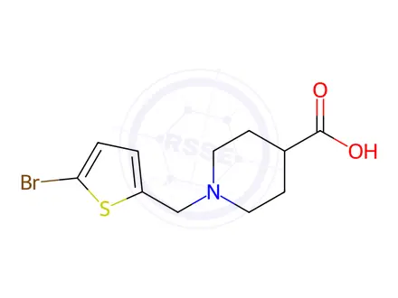 Chemical structure of 1-[(5-bromothiophen-2-yl)methyl]piperidine-4-carboxylic Acid