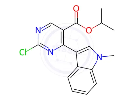 Chemical structure of 5-Pyrimidinecarboxylic acid, 2-chloro-4-(1-methyl-1H-indol-3-yl)-, 1-methylethyl ester