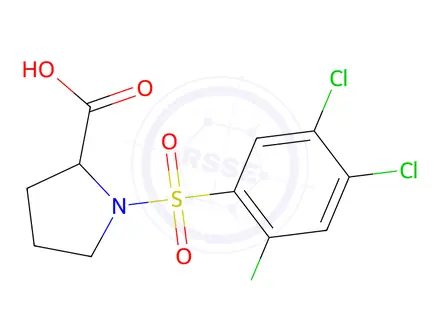 Chemical structure of 1-[(2,4,5-Trichlorophenyl)sulfonyl]-2-pyrrolidinecarboxylic acid