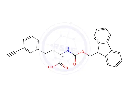 Chemical structure of (2S)-4-(3-ethynylphenyl)-2-({[(9H-fluoren-9-yl)methoxy]carbonyl}amino)butanoic acid