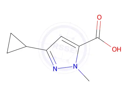 Chemical structure of 3-Cyclopropyl-1-methyl-1H-pyrazole-5-carboxylic acid