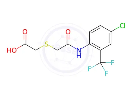 Chemical structure of 2-({2-[4-chloro-2-(trifluoromethyl)anilino]-2-oxoethyl}sulfanyl)acetic acid
