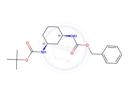 Chemical structure of Carbamic acid, N-[(1R,3S)-3-[[(1,1-dimethylethoxy)carbonyl]amino]cyclohexyl]-, phenylmethyl ester, rel-
