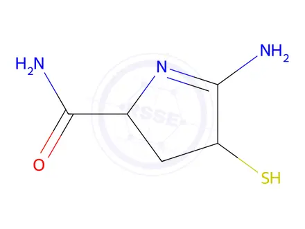 Chemical structure of 2H-Pyrrole-2-carboxamide,5-amino-3,4-dihydro-4-mercapto-(9CI)