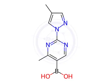 Chemical structure of (4-Methyl-2-(4-methyl-1H-pyrazol-1-yl)pyrimidin-5-yl)boronic acid