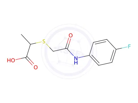 Chemical structure of 2-({[(4-fluorophenyl)carbamoyl]methyl}sulfanyl)propanoic acid