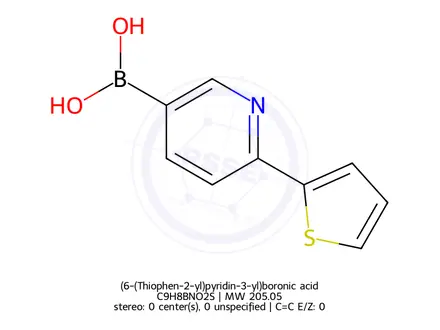 Chemical structure of (6-(Thiophen-2-yl)pyridin-3-yl)boronic acid