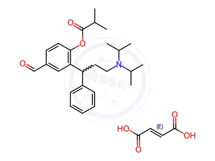 Chemical structure of 2-(3-(Diisopropylamino)-1-phenylpropyl)-4-formylphenyl Isobutyrate Fumarate