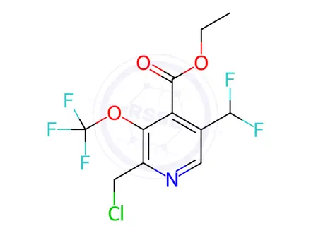 Chemical structure of Ethyl 2-(chloromethyl)-5-(difluoromethyl)-3-(trifluoromethoxy)pyridine-4-carboxylate