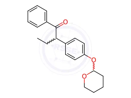 Chemical structure of 1-Phenyl-2-[4-[(tetrahydro-2H-pyran-2-yl)oxy]phenyl]-1-butanone