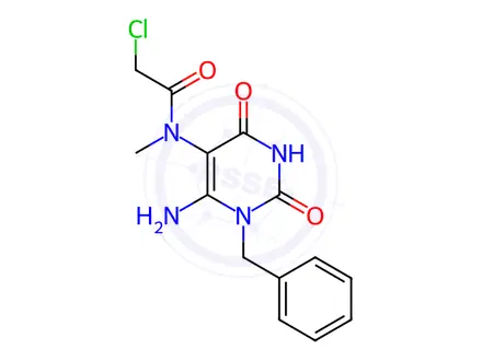 Chemical structure of N-(6-amino-1-benzyl-2,4-dioxo-1,2,3,4-tetrahydropyrimidin-5-yl)-2-chloro-N-methylacetamide