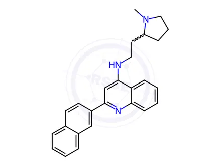 Chemical structure of N-(2-(1-Methylpyrrolidin-2-yl)ethyl)-2-(naphthalen-2-yl)quinolin-4-amine