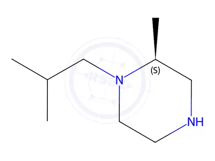 Chemical structure of Piperazine, 2-methyl-1-(2-methylpropyl)-, (2S)-(9CI)