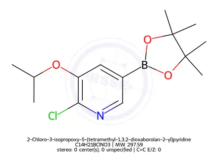 Chemical structure of 2-Chloro-3-isopropoxy-5-(tetramethyl-1,3,2-dioxaborolan-2-yl)pyridine