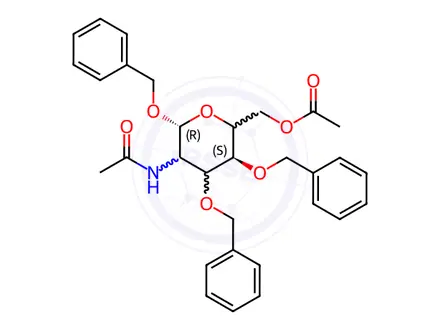 Chemical structure of N-Acetyl-β-D-Glucosamine 6-Acetate 1,3,4-Tribenzyl Ether