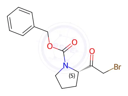Chemical structure of (S)-benzyl 2-(2-bromoacetyl)pyrrolidine-1-carboxylate