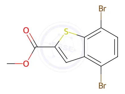 Chemical structure of methyl 4,7-dibromobenzo[b]thiophene-2-carboxylate