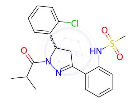 Chemical structure of N-(2-(5-(2-Chlorophenyl)-1-isobutyryl-4,5-dihydro-1H-pyrazol-3-yl)phenyl)methanesulfonamide