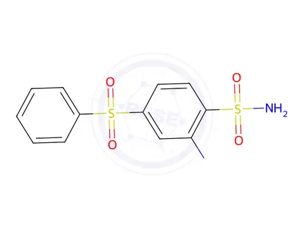 Chemical structure of 2-amino-4-phenylsulfonylbenzenesulfonamide
