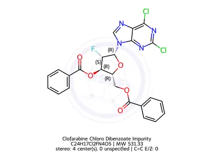 Chemical structure of Clofarabine Chloro Dibenzoate Impurity