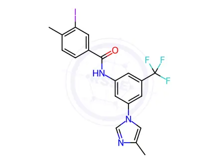 Chemical structure of 3-Iodo-4-methyl-N-(3-(4-methyl-1H-imidazol-1-yl)-5-(trifluoromethyl)phenyl)benzamide