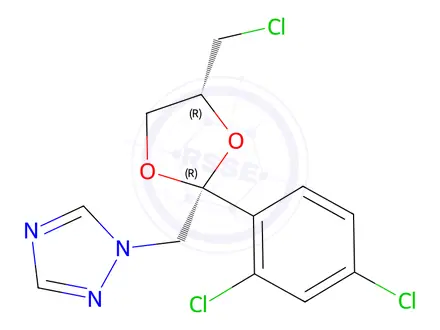 Chemical structure of cis-2-(2,4-Dichlorophenyl)-2-(1H-1,2,4-Triazol-1-ylmethyl)-1,3-dioxolan-4-yl methyl chloride