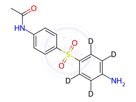 Chemical structure of N-(4-((4-aminophenyl-2,3,5,6-d4)sulfonyl)phenyl)acetamide