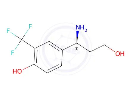 Chemical structure of 4-((1S)-1-amino-3-hydroxypropyl)-2-(trifluoromethyl)phenol